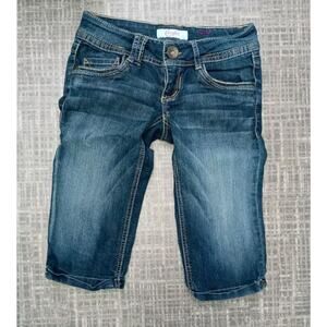 Candies Pedal Pusher Capri Jeans Juniors 0 Blue Cuffed Hem dark wash